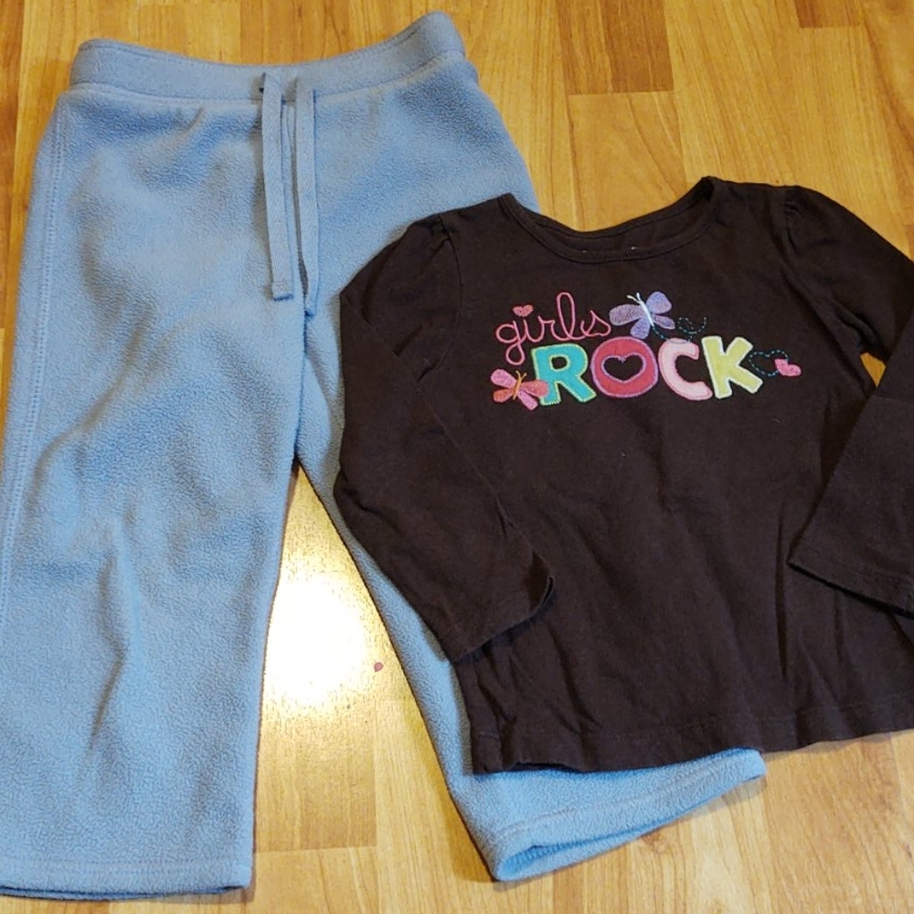 Old Navy fleece pants/jumping beans l/s tee